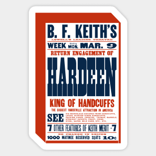 King of Handcuffs Hardeen Houdini Letterset Poster Sticker